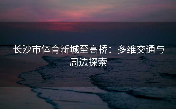 长沙市体育新城至高桥：多维交通与周边探索