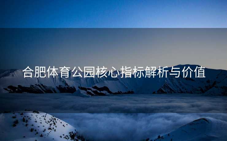 合肥体育公园核心指标解析与价值