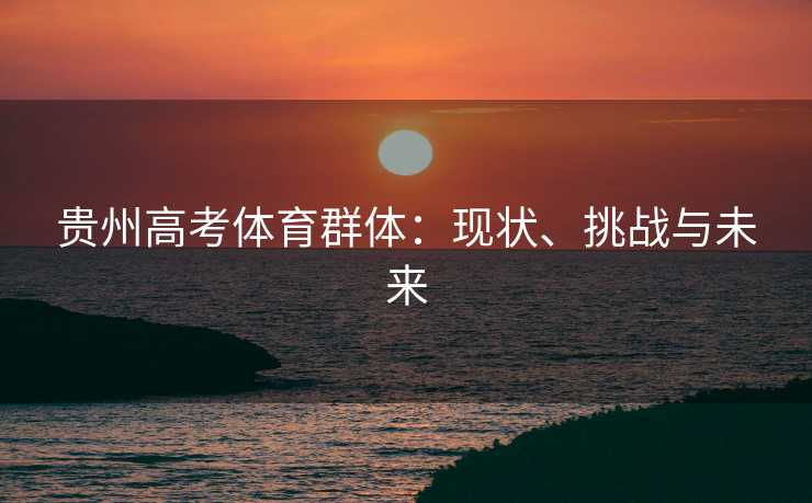 贵州高考体育群体：现状、挑战与未来
