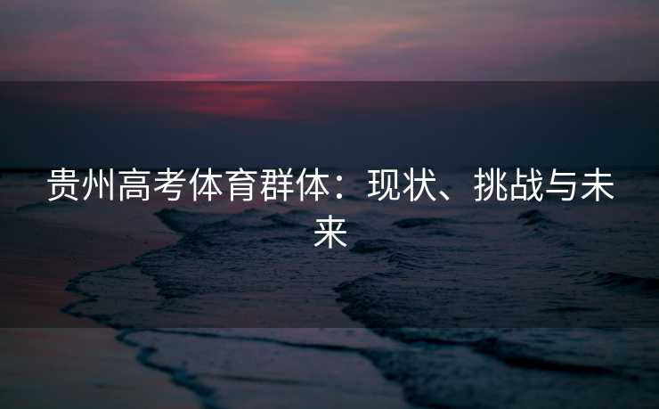 贵州高考体育群体：现状、挑战与未来