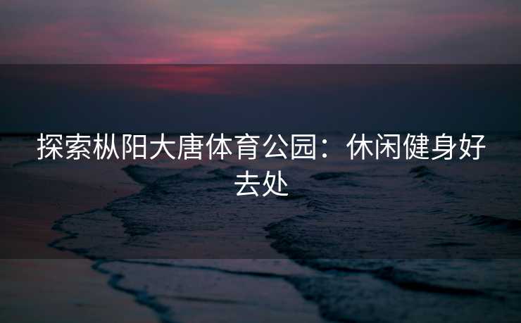 探索枞阳大唐体育公园：休闲健身好去处