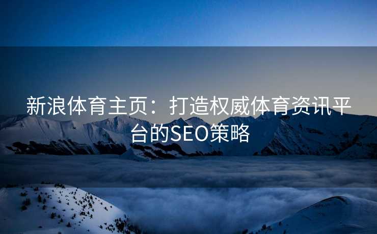 新浪体育主页：打造权威体育资讯平台的SEO策略