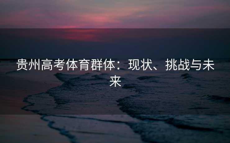 贵州高考体育群体：现状、挑战与未来